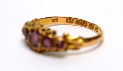 Lot 167 - A 19th Century 15ct yellow gold five stone garnet ring