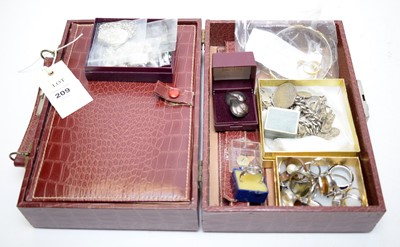 Lot 209 - A selection of silver and costume jewellery.