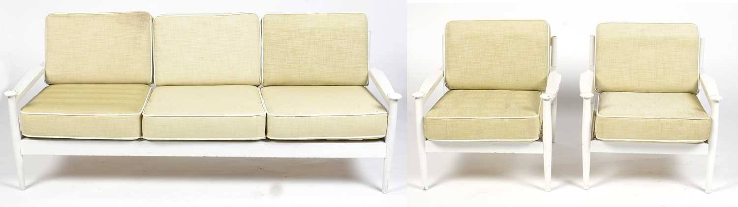 Lot 301 - A white painted wood three piece suite.