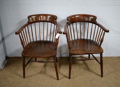 Lot 23 - Two early 20th Century spindle back smoker's chairs.
