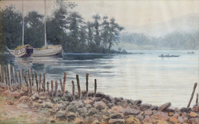 Lot 35 - K. S. Tomi - Landscape with Fishing Boats | watercolour