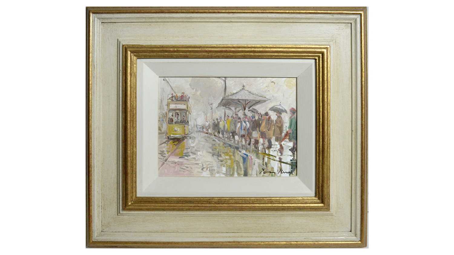 Lot 191 - Peter Knox - Rainy Day Tram Stop | oil