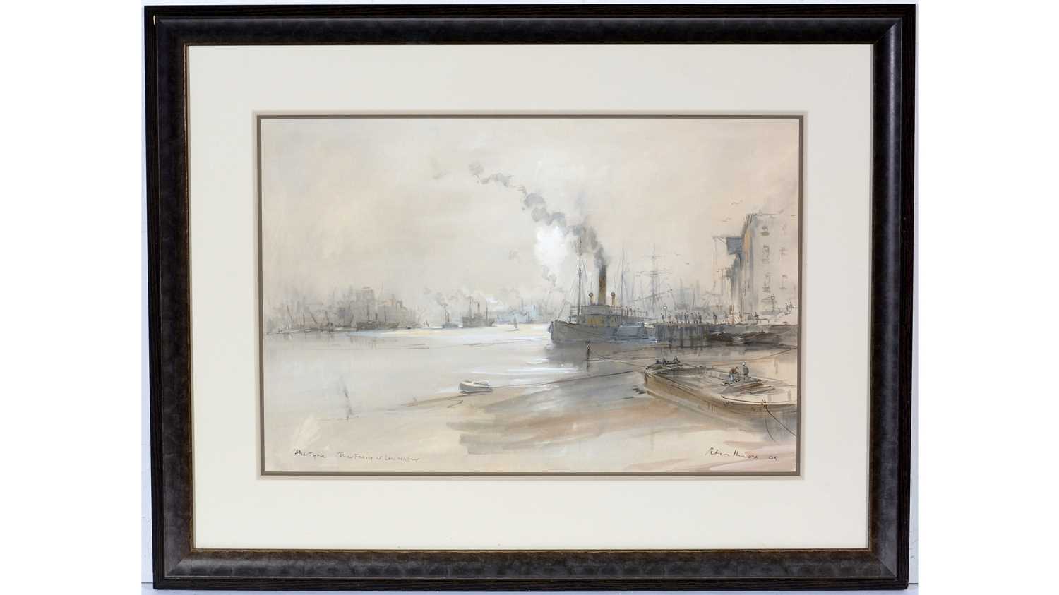 Lot 730 - Peter Knox - The Tyne, The Ferry at Low Water | watercolour