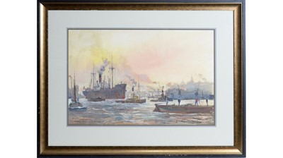 Lot 824 - Peter Knox - The Tyne; Coming Down River on the Tide | watercolour