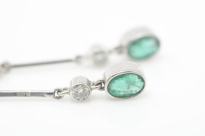 Lot 458 - A pair of emerald and diamond earrings