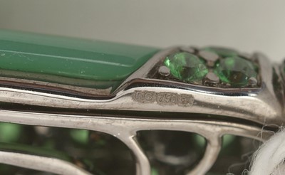 Lot 459 - A fine jade, tsavorite garnet and sapphire grasshopper brooch