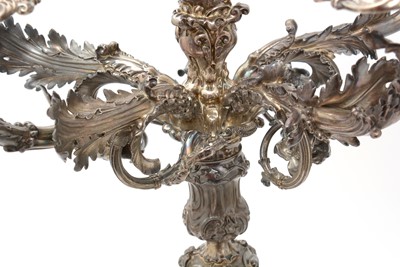 Lot 583 - A William IV silver five-branch candelabrum, by Paul Storr