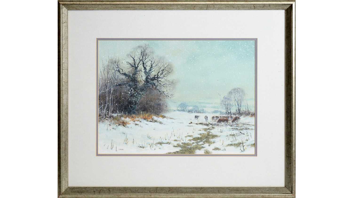 Lot 793 - Joe Hush - Soft Snowfall and Cattle | acrylic