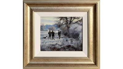 Lot 1034 - Stephen Hawkins - Admiring the Winter's Morn | oil