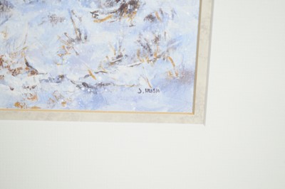 Lot 99 - Joe Hush - The Shepherd and His Flock in the Snow | acrylic