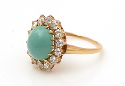 Lot 464 - A turquoise and diamond cluster ring