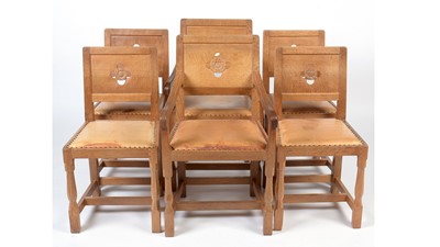 Lot 1288 - ‘Eagleman’ Albert J Jeffray (Sessay); a set of six oak dining chairs.