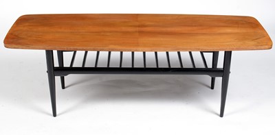 Lot 364 - A mid 20th C Scandinavian style ‘Long John’ quarter veneered teak coffee table.