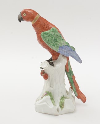 Lot 749 - Pair of late 19th Century Continental porcelain parrots.