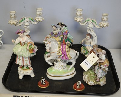 Lot 281 - A selection of Continental decorative ceramic items.