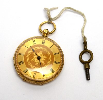 Lot 161 - An 18ct yellow gold Swiss fob watch