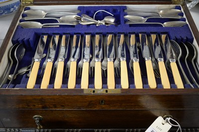 Lot 272 - An early 20th Century oak canteen of cutlery.