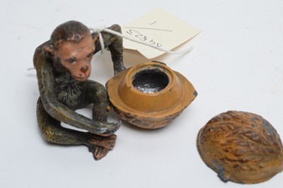 Lot 177 - Cold painted spelter inkwell, silver and jewellery items