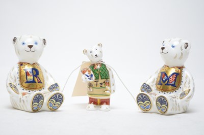 Lot 373 - Two Royal Crown Derby ‘Alphabet Bear’ paperweights.