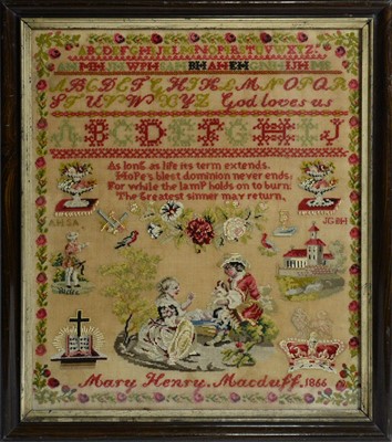 Lot 806 - A Victorian verse sampler worked by Mary Henry Macduff in 1866