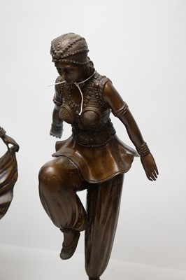 Lot 399 - A pair of Art Deco style bronzed figures of dancers.