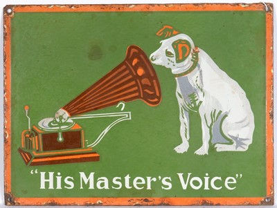 Lot 552 - His Master's Voice enamel advertising sign