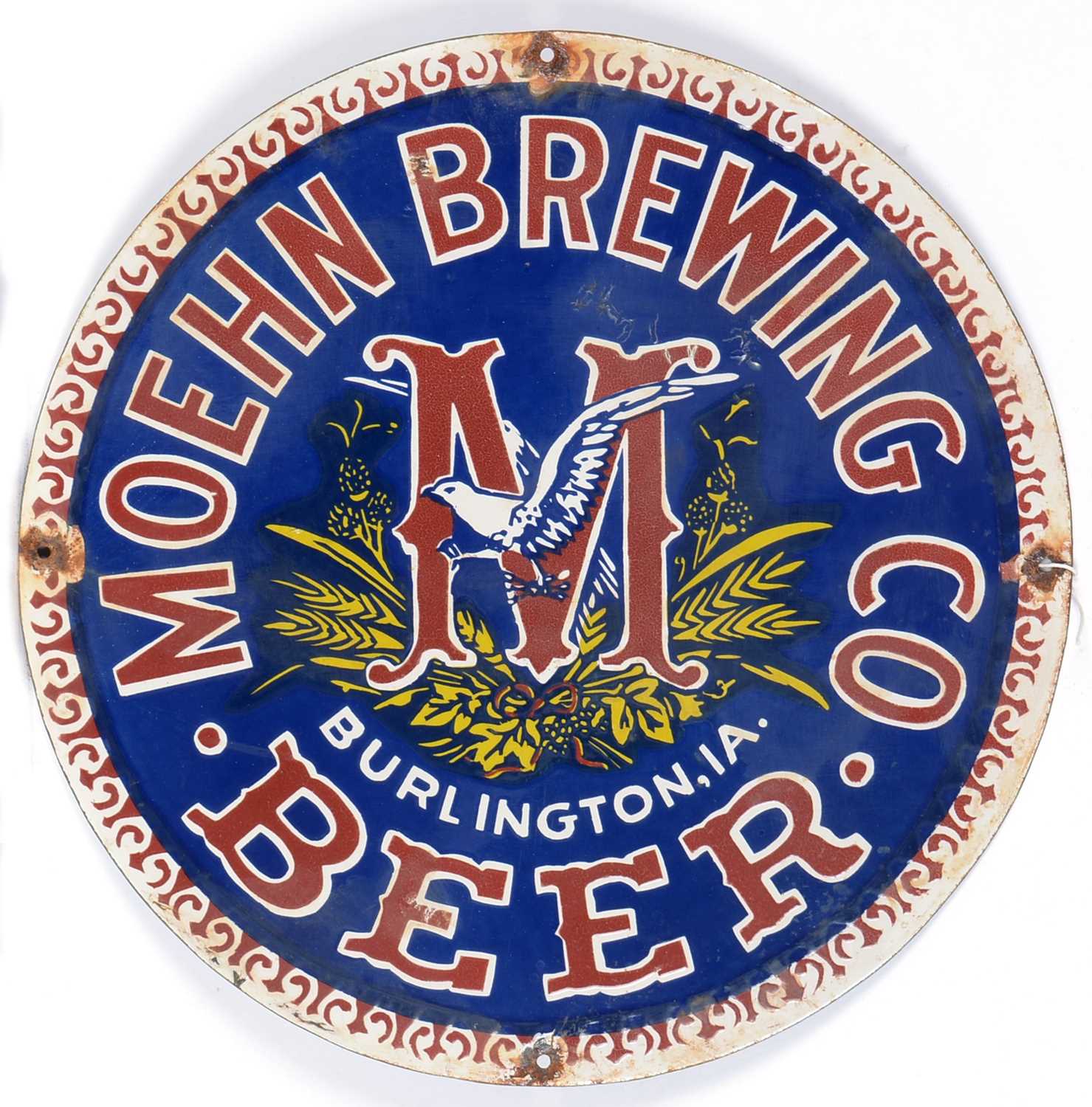 Lot 553 - Moehn Brewing Co. enamel advertising sign