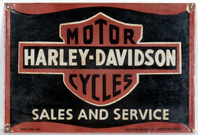 Lot 568 - Harley-Davidson Motor Cycles enamel advertising sign