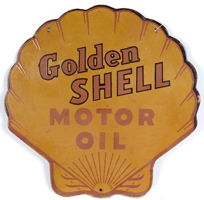 Lot 575 - Golden Shell Motor Oil enamel advertising sign