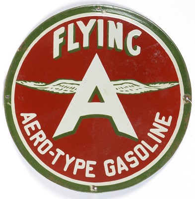 Lot 576 - Flying Aero-Type Gasoline enamel advertising sign