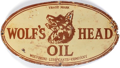 Lot 593 - Wolf's Head Oil enamel advertising sign