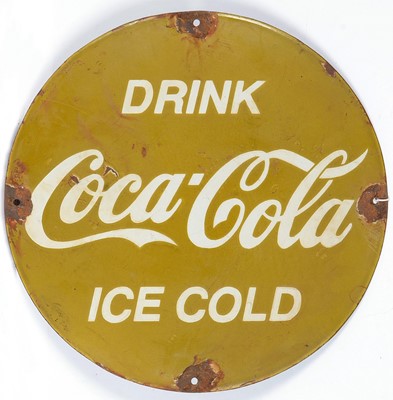 Lot 599 - Coca-Cola enamel advertising sign