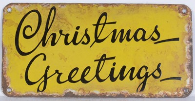 Lot 607 - Christmas Greetings enamel advertising sign