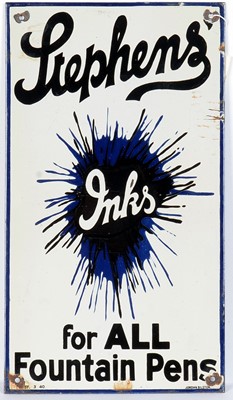 Lot 610 - Stephens' Inks enamel advertising sign