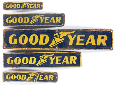 Lot 620 - A set of five graduated Good Year enamel advertising signs