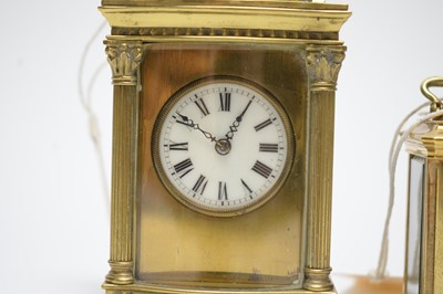 Lot 323 - Two French gilt cased carriage clocks; and a smaller carriage clock.