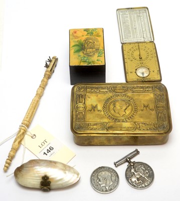 Lot 146 - A selection of medals, compass and other items