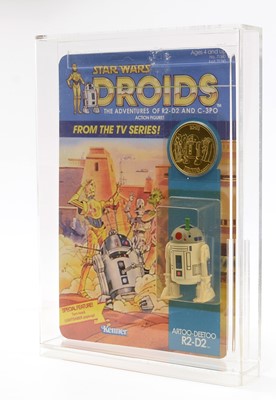 Lot 105 - Kenner Star Wars Droids Artoo-Deetoo R2-D2 figure, with coin, later carded.
