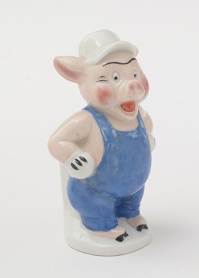 Lot 338 - Genuine Walt Disney copyright ceramic Three Little Pigs toothbrush holders
