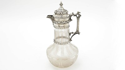Lot 580 - A Victorian silver mounted cut glass claret jug, by Gough & Silvester