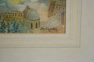 Lot 24 - John Degnan - Morning Mists, Durham depicted from The Battery | watercolour
