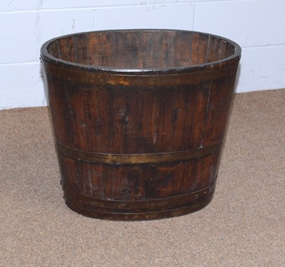 Lot 40 - A 19th Century coopered oak barrel pattern log bin