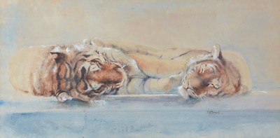 Lot 80 - Matt Bruce - Slumbering Tigers | watercolour