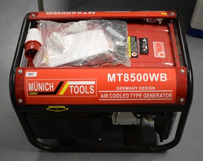 Lot 389 - A German Munich Tools MT8500 air cooled type generator.