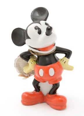 Lot 380 - Genuine Walt Disney painted ceramic Mickey Mouse pattern toothbrush holder.