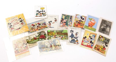 Lot 388 - Collection of Walt Disney Productions 1930's and later postcards and other cards.