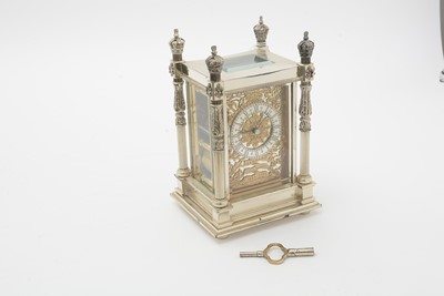 Lot 565 - 'The Canopy Clock': a large silver carriage clock, by Garrard