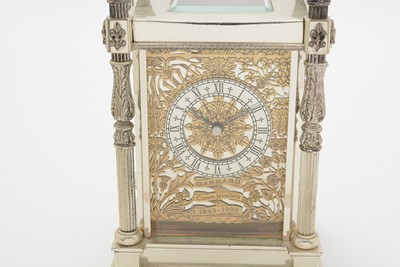 Lot 565 - 'The Canopy Clock': a large silver carriage clock, by Garrard