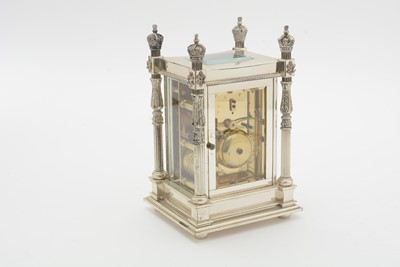 Lot 565 - 'The Canopy Clock': a large silver carriage clock, by Garrard