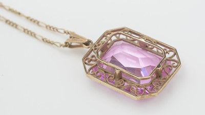 Lot 473 - A synthetic pink sapphire pendant